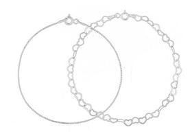 Conjunto De 2 Pulseiras Feminina Coração Veneziana Prata 925 Conjunto De 2 Pulseiras Feminina Coração Veneziana Prata 925