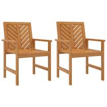 Conjunto de 2 Sillas de Comedor para Patio de Madera Maciza de Acacia con Diseño Chevron Conjunto de 2 Sillas de Comedor para Patio de Madera Maciza de Acacia con Diseño Chevron