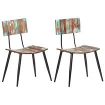 Conjunto de 2 sillas de comedor vidaXL de madera recuperada maciza estilo retro