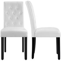Conjunto de 2 Sillas de Comedor Yaheetech Parsons de Cuero Blanco