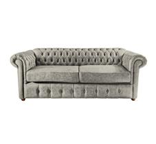 Conjunto de 2 Sofás Chesterfield Luiz XV 2,00M c. Ecológico Cinza sala de estar/recepção/ barbearia