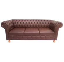 Conjunto de 2 Sofás Chesterfield Luiz XV 2,00M c. Ecológico Marrom sala de estar/recepção/ barbearia