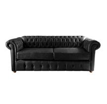 Conjunto de 2 Sofás Chesterfield Luiz XV 2,00M c. Ecológico Preto sala de estar/recepção/ barbearia