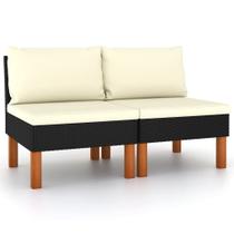 Conjunto de 2 Sofás Medios para Exterior vidaXL con Patas de Madera de Eucalipto