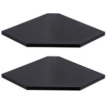 Conjunto de 2 suportes de parede com prateleira de canto, preto clássico, de madeira rústica