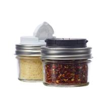 Conjunto de 2 tampas Jarware Spice para potes de vidro pretas e brancas Conjunto de 2 tampas Jarware Spice para potes de vidro pretas e brancas