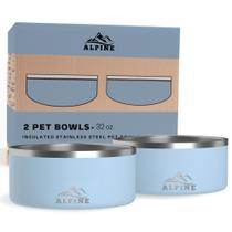 Conjunto de 2 tigelas de aço inoxidável para cães ALPINE Non Slip 960 ml Conjunto de 2 tigelas de aço inoxidável para cães ALPINE Non Slip 960 ml