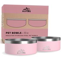 Conjunto de 2 tigelas de aço inoxidável Pet Bowls ALPINE, antiderrapantes, de 960 ml, rosa Conjunto de 2 tigelas de aço inoxidável Pet Bowls ALPINE, antiderrapantes, de 960 ml, rosa