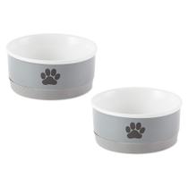 Conjunto de 2 Tigelas Pequenas para Pets Bone Dry em Cerâmica Cinza 11x5 cm