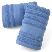 Conjunto de 2 toalhas de mão Jacquotha Ribbed 480 GSM de algodão (azul)