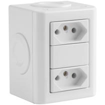 Conjunto De 2 Tomadas 2p+t Tramontina Lizflex Branco 20 A 250 V - Acabamento Brilhante E Visual
