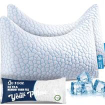 Conjunto de 2 travesseiros de espuma viscoelástica de resfriamento de dupla face QUTOOL Conjunto de 2 travesseiros de espuma viscoelástica de resfriamento de dupla face QUTOOL