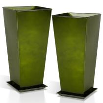 Conjunto de 2 Vasos de Metal Grandes Worth 25" Verde Brilhante Conjunto de 2 Vasos de Metal Grandes Worth 25" Verde Brilhante
