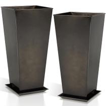 Conjunto de 2 Vasos de Metal Pretos Altos Worth 28" Quadrados