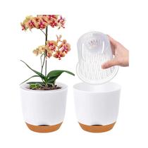 Conjunto De 2 Vasos De Orquídea Com Furos, Autoirrigáveis, Plástico, Para Replantio De Flores Conjunto De 2 Vasos De Orquídea Com Furos, Autoirrigáveis, Plástico, Para Replantio De Flores