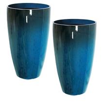 Conjunto de 2 Vasos Goldshire Redondos Azuis com Drenagem 53 cm
