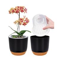 Conjunto De 2 Vasos Para Orquídeas Com Furos, Autoirrigáveis, Com Revestimento Interno De Plástico