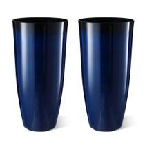 Conjunto de 2 vasos para plantas Glitzhome, 76 cm de altura, azul, para área externa
