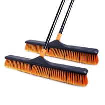 Conjunto de 2 vassouras Push Broom CLEANHOME de 24 polegadas com alça longa de 65 polegadas