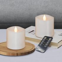 Conjunto de 2 velas sem chama Genwelled Life Plus 3x3 com controle remoto Conjunto de 2 velas sem chama Genwelled Life Plus 3x3 com controle remoto