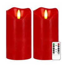 Conjunto de 2 velas sem chama VEEKI Red 6x3 com controle remoto e temporizador Conjunto de 2 velas sem chama VEEKI Red 6x3 com controle remoto e temporizador