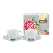 Conjunto de 2 Xícaras de Cafezinho Brancas - Blushing Birds