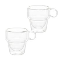 Conjunto De 2 Xícaras Para Café Em Vidro Parede Dupla 90ml Conjunto De 2 Xícaras Para Café Em Vidro Parede Dupla 90ml
