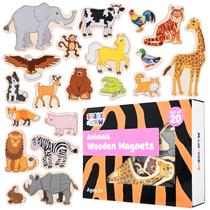 Conjunto de 20 ímãs de madeira SPARK & WOW Animals para crianças de 2 anos ou mais Conjunto de 20 ímãs de madeira SPARK & WOW Animals para crianças de 2 anos ou mais