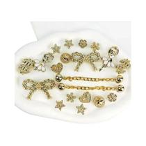Conjunto De 20 Pingentes De Sapato Em Formato De Coração Com Strass Dourado Para Meninas Bailarinas,