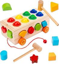 Conjunto de 22 peças de brinquedo Shape Sorter KIDSTHRILL de madeira para 2 a 4 anos