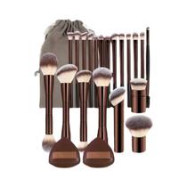 Conjunto De 22 Pincéis De Maquiagem Profissionais Com Bolsa De Veludo, 20 Pincéis Longos De Alumínio