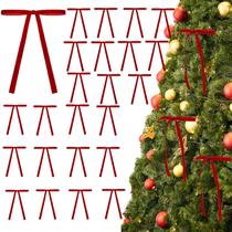Conjunto de 24 laços de fita de veludo de Natal Hisgeru (vermelho)