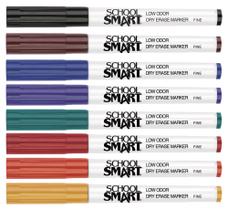 Conjunto de 24 Marcadores para Quadro Branco School Smart Ponta Fina