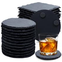 Conjunto de 24 peças Coasters Cymuber Slate Stone, 10 cm, preto