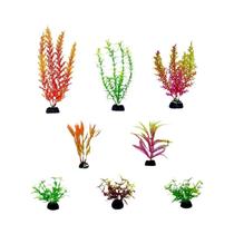 Conjunto De 24 Peças De Plantas Artificiais Para Aquário, Ervas Aquáticas, Decoração Com Anéis De