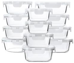 Conjunto de 24 peças de recipientes de armazenamento de alimentos M MCIRCO Glass Conjunto de 24 peças de recipientes de armazenamento de alimentos M MCIRCO Glass