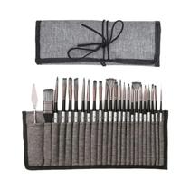 Conjunto De 24 Pincéis De Pintura Para Artistas Com Cerdas Macias Premium, Pincéis Planos, Redondos,