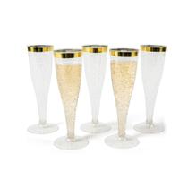 Conjunto de 24 taças de champanhe prestee com borda dourada de 130 ml Conjunto de 24 taças de champanhe prestee com borda dourada de 130 ml