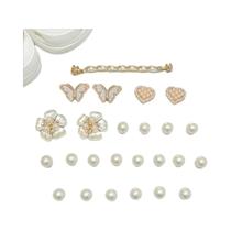 Conjunto De 25 Peças De Berloques De Moda Para Calçados, Decorações DIY Com Pérolas, Borboletas E