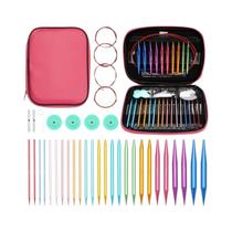 Conjunto De 26 Agulhas De Tricô Destacáveis E Intercambiáveis Em Vários Tamanhos Para Crochê E Conjunto De 26 Agulhas De Tricô Destacáveis E Intercambiáveis Em Vários Tamanhos Para Crochê E