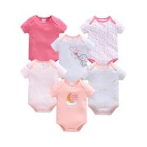 Conjunto De 3 a 6 Peças De Macacões Rosa De Unicórnio Para Bebês Meninas, Body De Algodão Para O