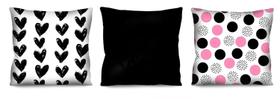 Conjunto de 3 almofadas bolas/corações com enchimento 42x42 Atelier Valverde Conjunto de 3 almofadas bolas/corações com enchimento 42x42 Atelier Valverde