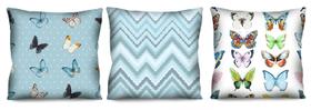Conjunto de 3 almofadas Borboletas 42x42 com enchimento Atelier Valverde