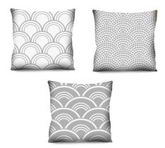 Conjunto de 3 almofadas Cinza 42x42 com enchimento Atelier Valverde