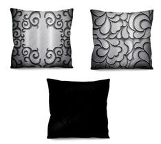 Conjunto de 3 almofadas Cinza e Preto 42x42 com enchimento Atelier Valverde Conjunto de 3 almofadas Cinza e Preto 42x42 com enchimento Atelier Valverde
