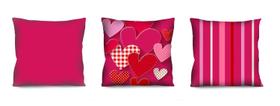 Conjunto de 3 almofadas corações rosa 42x42 com enchimento Atelier Valverde Conjunto de 3 almofadas corações rosa 42x42 com enchimento Atelier Valverde