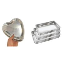 Conjunto De 3 Assadeira Retangular n. 1, 2 e 3 + 1 Forma Coração Ballerine Alumínio Qualidade IF 35 Conjunto De 3 Assadeira Retangular n. 1, 2 e 3 + 1 Forma Coração Ballerine Alumínio Qualidade IF 35