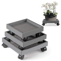 Conjunto de 3 bandejas de plantador de rodas quadradas Plant Caddy Skelang Conjunto de 3 bandejas de plantador de rodas quadradas Plant Caddy Skelang