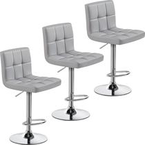 Conjunto de 3 banquetas altas ajustáveis em couro PU Yaheetech Conjunto de 3 banquetas altas ajustáveis em couro PU Yaheetech