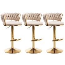 Conjunto de 3 banquetas giratórias de veludo Riknuxi, bege Conjunto de 3 banquetas giratórias de veludo Riknuxi, bege